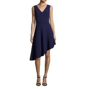 Milly Asymmetrical Drape Navy Sleeveless Dress